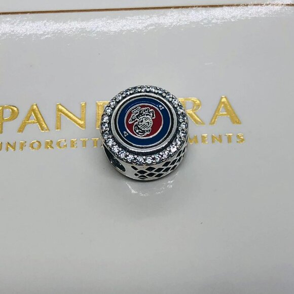 🌞📖Pandora United States Marine Corps Charm USMC U.S. Marines Military CHARM - Picture 2 of 5